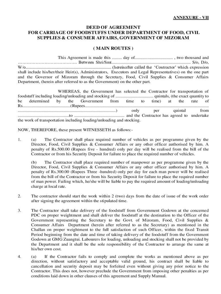 Fillable Online deed of agreement Fax Email Print - pdfFiller