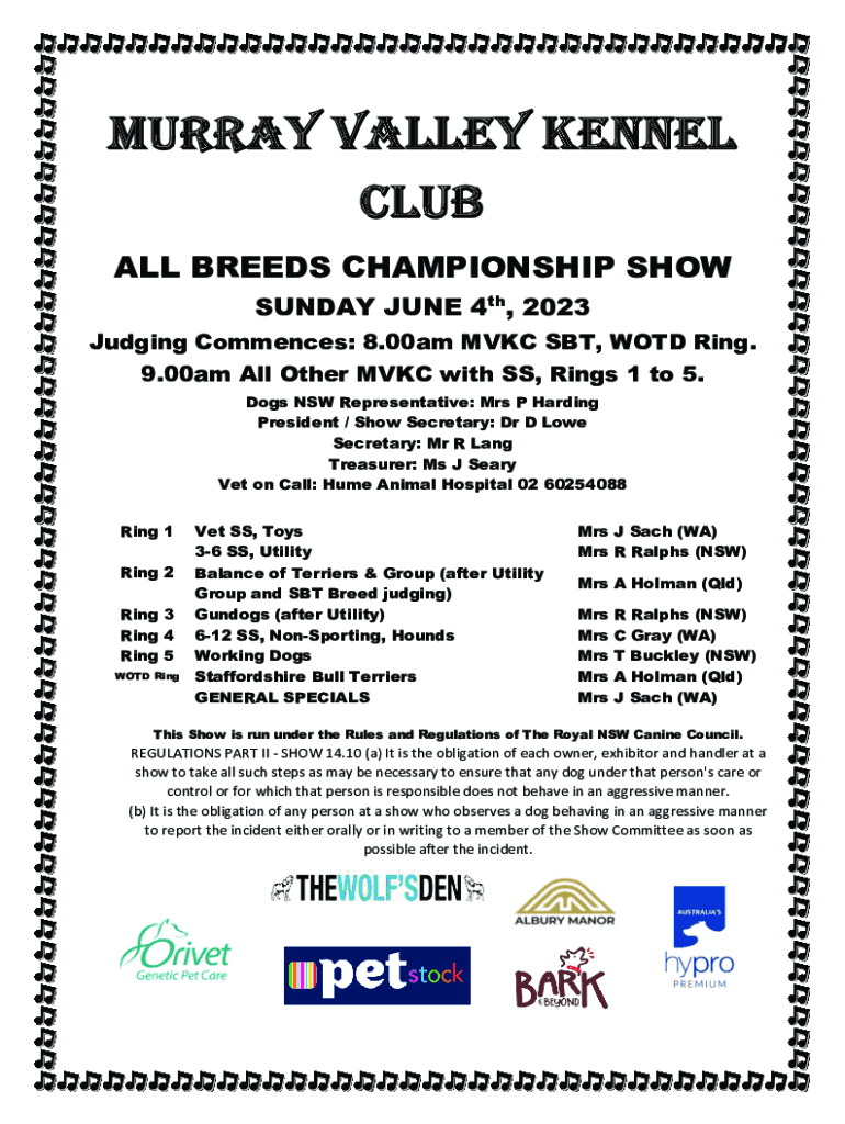 Fillable Online MURRAY VALLEY KENNEL Fax Email Print pdfFiller