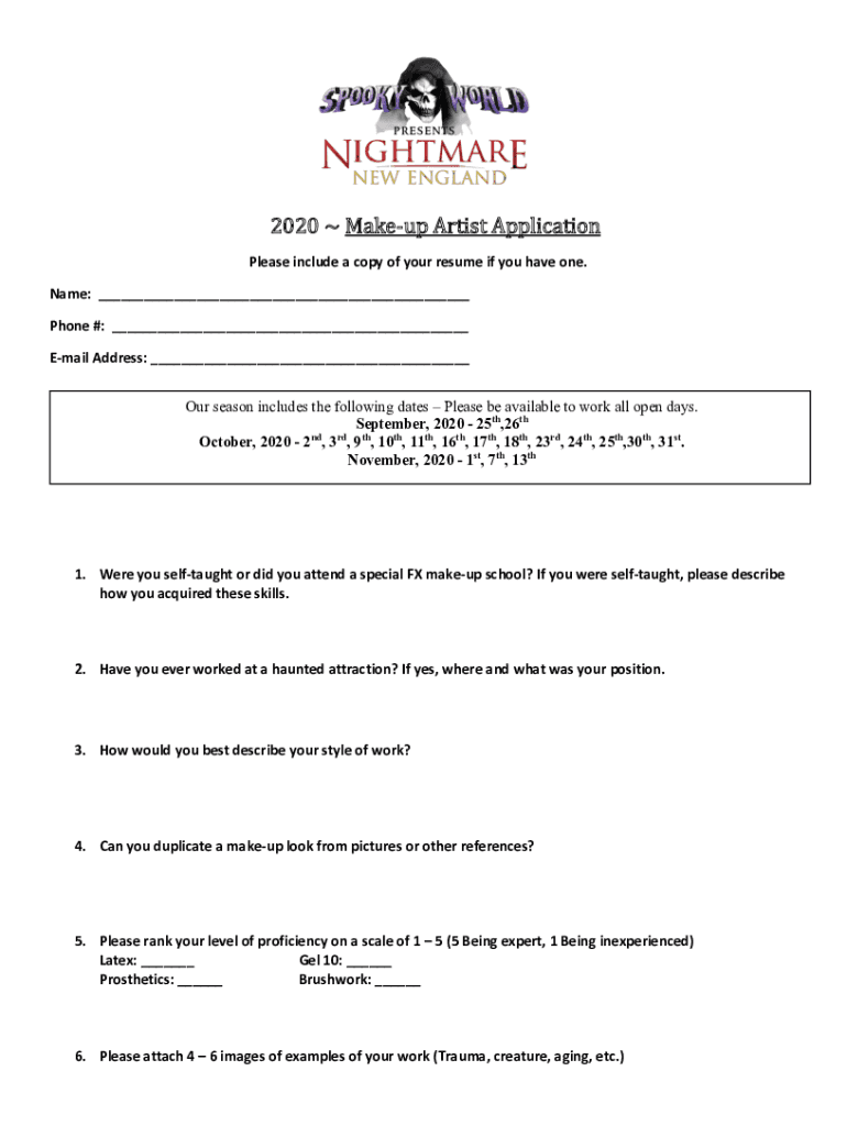 Fillable Online Makeup Artist Resume Objective Examples Fax Email Print