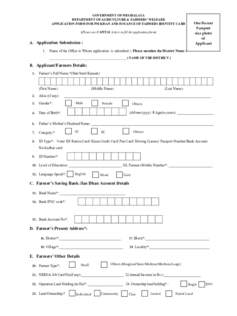 Fillable Online meghalaya gov Farmers ID application Form.docx Fax