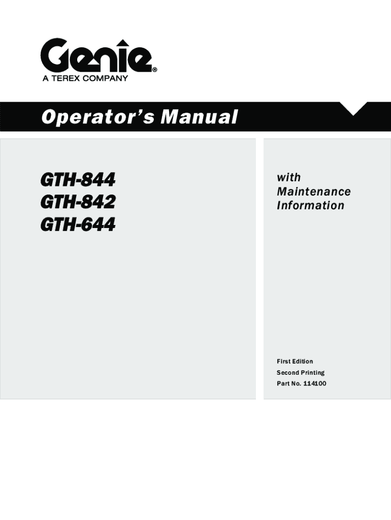 Fillable Online Genie GTH844 User Manual Page 1 of 64 Fax Email