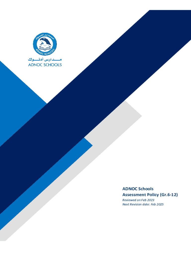 Fillable Online ADNOC Schools Assessment Policy (Gr.612) Fax Email