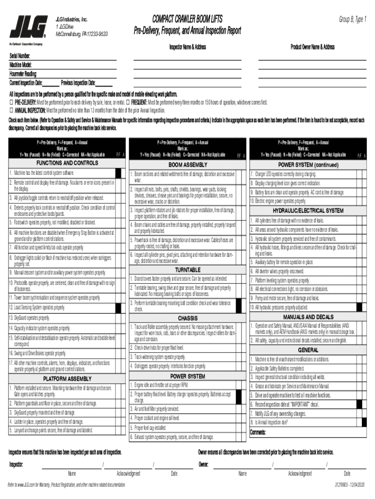 Boom and Trailer Mounted Boom Annual Inspection Report Preview on Page 1