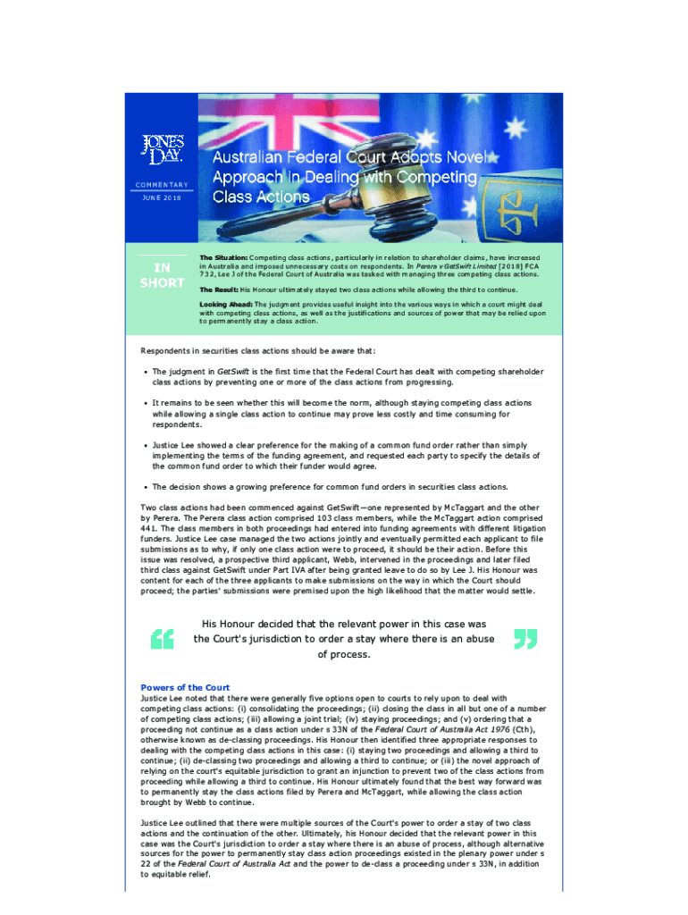 Fillable Online Australian Federal Court Adopts. long form Fax Email ...