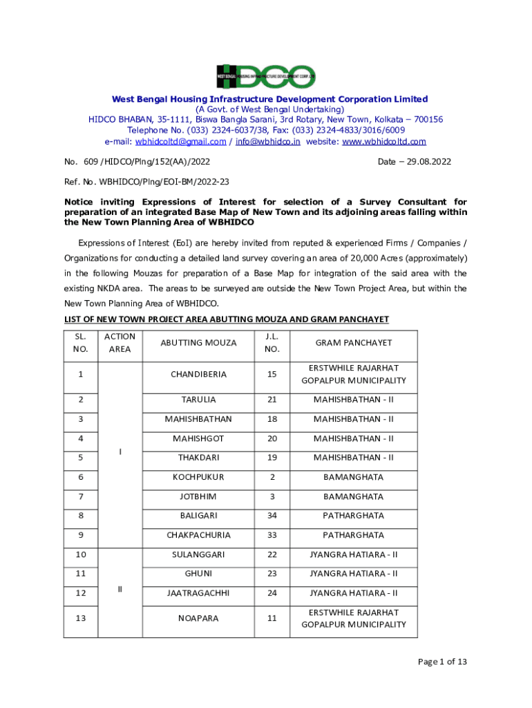 Fillable Online WBHIDCO LTD. (West Bengal Housing Infrastructure