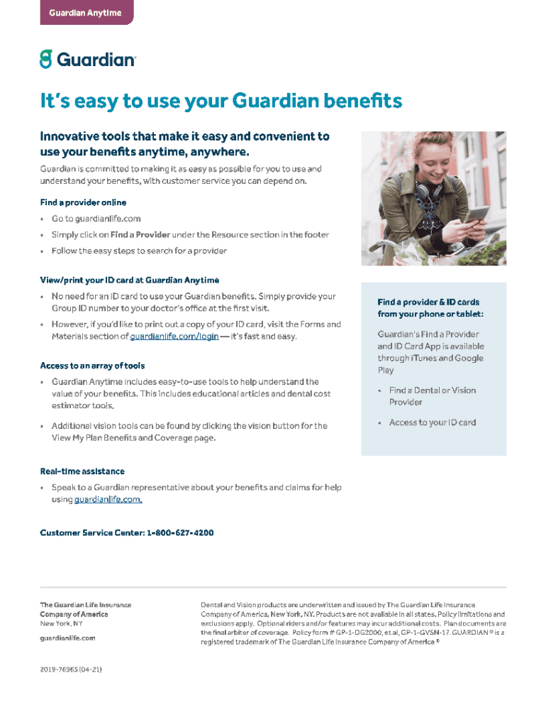 Fillable Online How to Register for a Guardian Anytime Account Fax