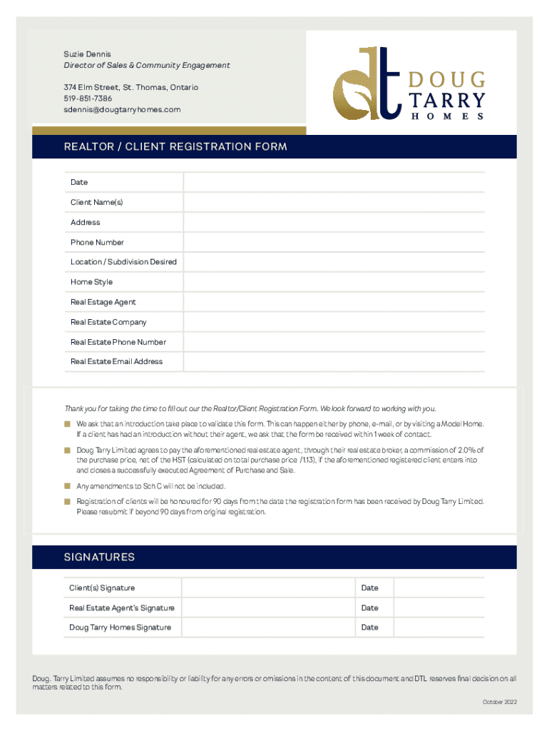 Fillable Online SIGNATURES REALTOR / CLIENT REGISTRATION FORM Fax Email