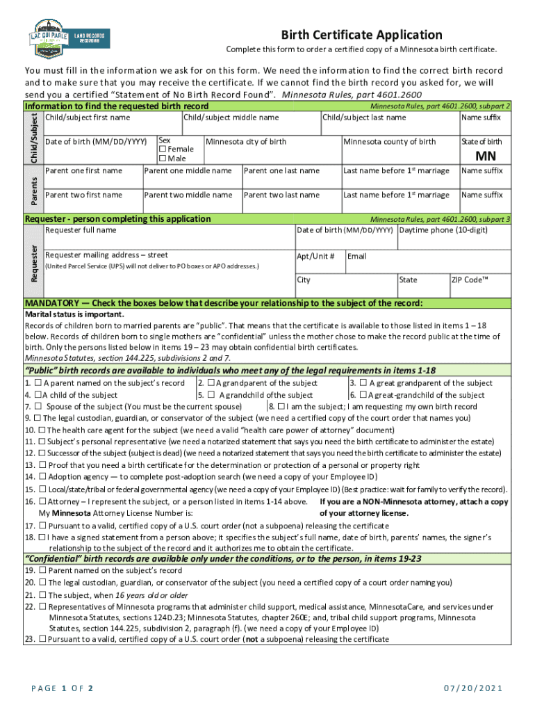Fillable Online Birth certificate application form Fax Email Print