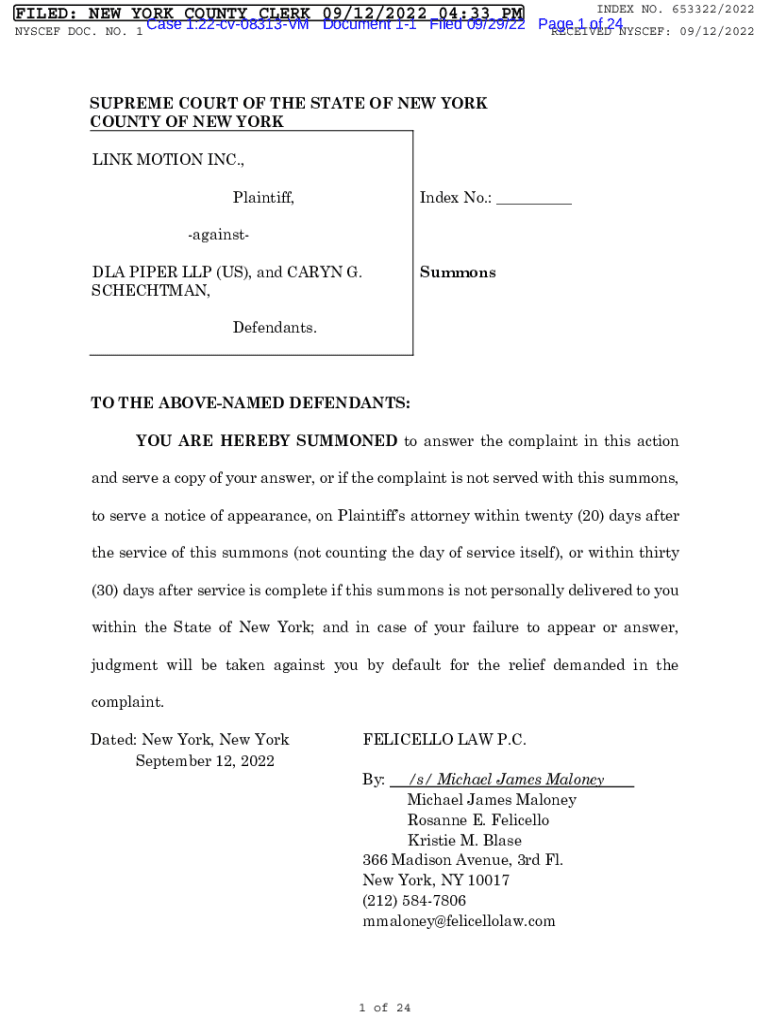Fillable Online NYS Courts Electronic Filing (NYSCEF) E Courts Fax