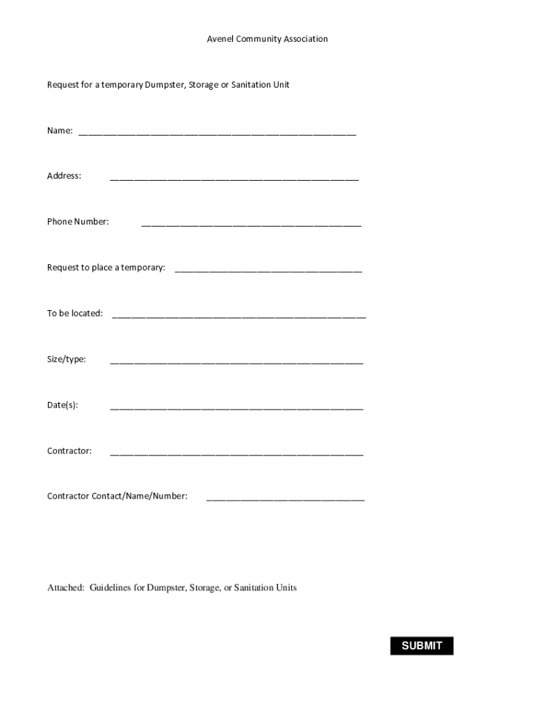 Fillable Online Dumpster permits When it's required and how to get one