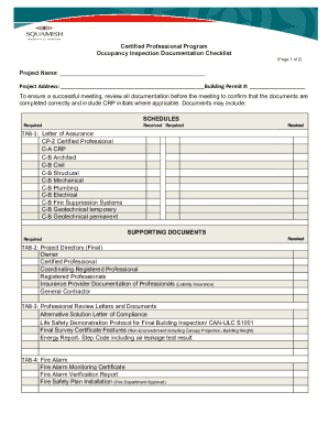 Fillable Online Certified Professional Program Occupancy Inspection ...