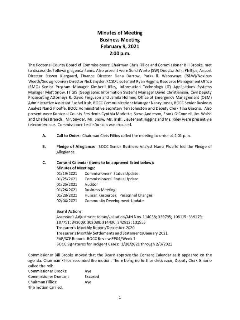 Fillable Online Kootenai County Commissioner Bill Brooks unfazed by