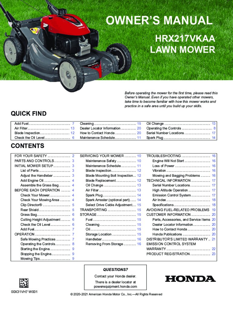 Fillable Online Honda Lawn Mower Self Propelled Slow Solved! Fax Email