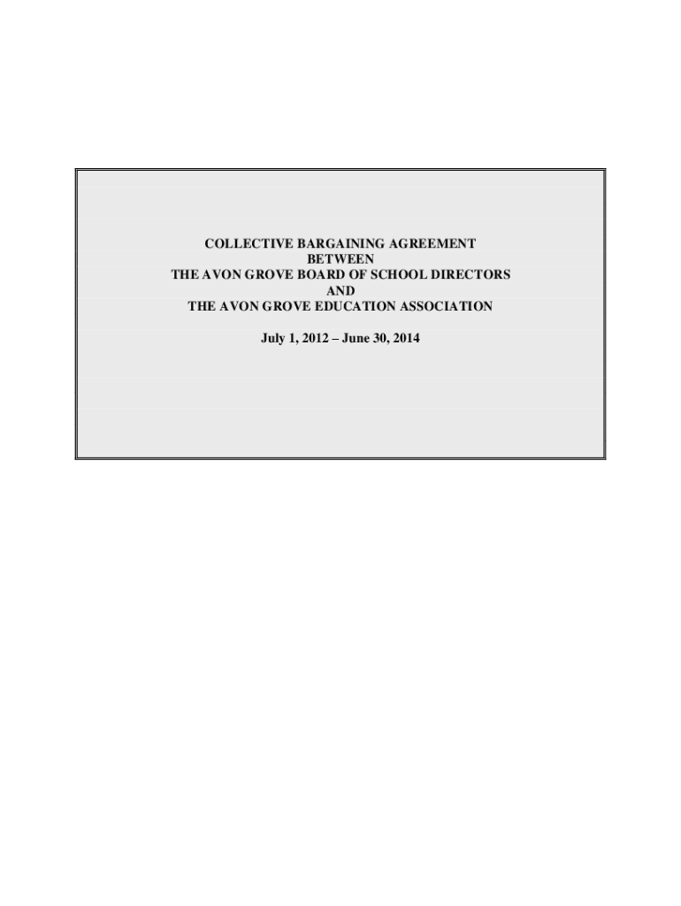 Fillable Online Avon Grove School District Collective Bargaining