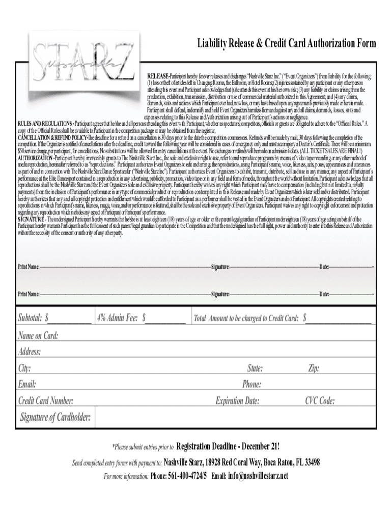 Fillable Online Rental Agreement & Credit Card Authorization Form Fax
