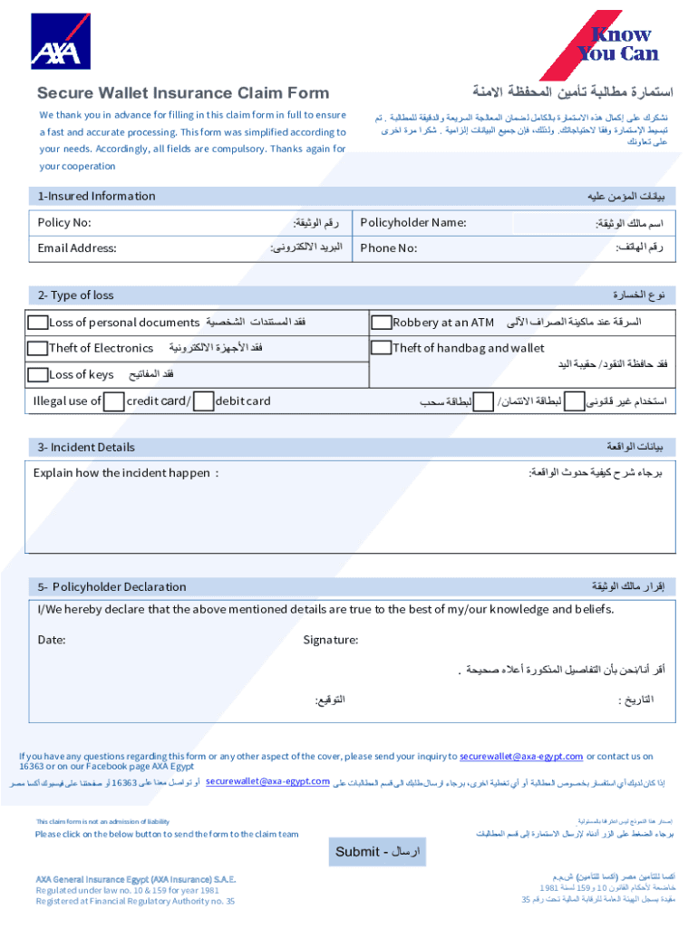 Fillable Online Secure Wallet Insurance Claim Form Fax Email Print