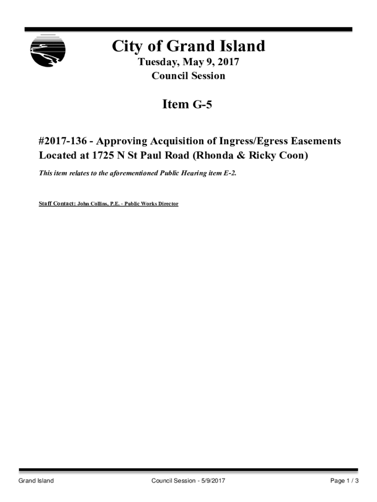 Fillable Online #2017-136 - Approving Acquisition of Ingress/Egress ...