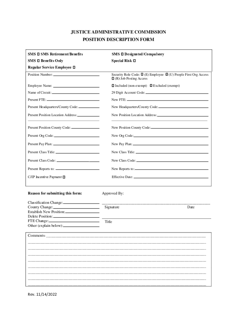 Fillable Online POSITION DESCRIPTION FORM 11142022.pdf Fax Email