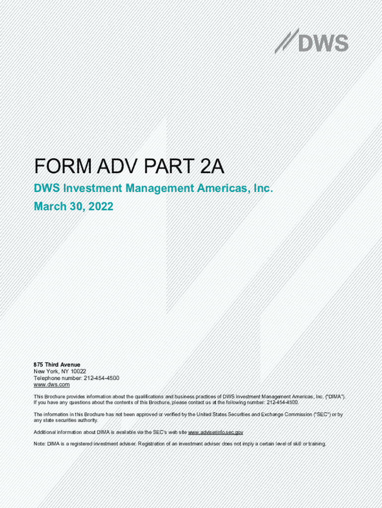 Fillable Online FORM ADV PART 2A DWS Investment Management Americas