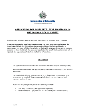 Fillable Online application for indefinite leave to remain in the ...
