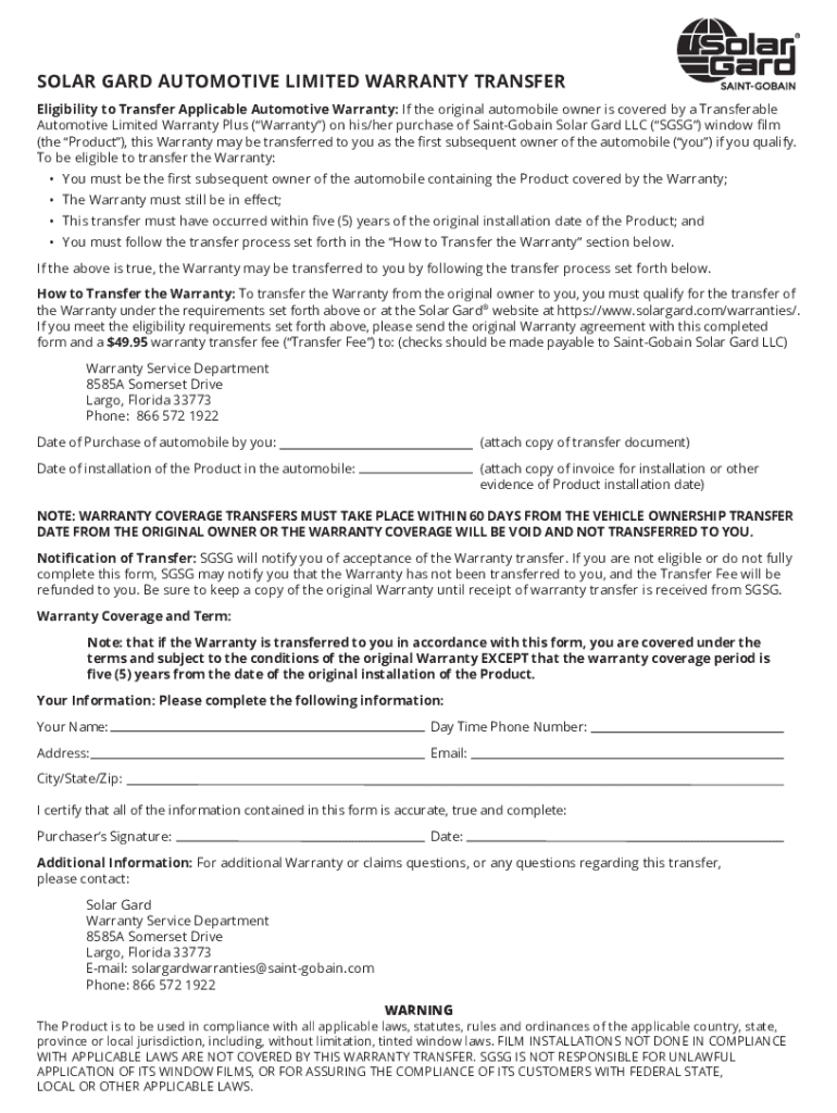 Fillable Online How To Transfer A Car Warranty To A New Owner Fax Email