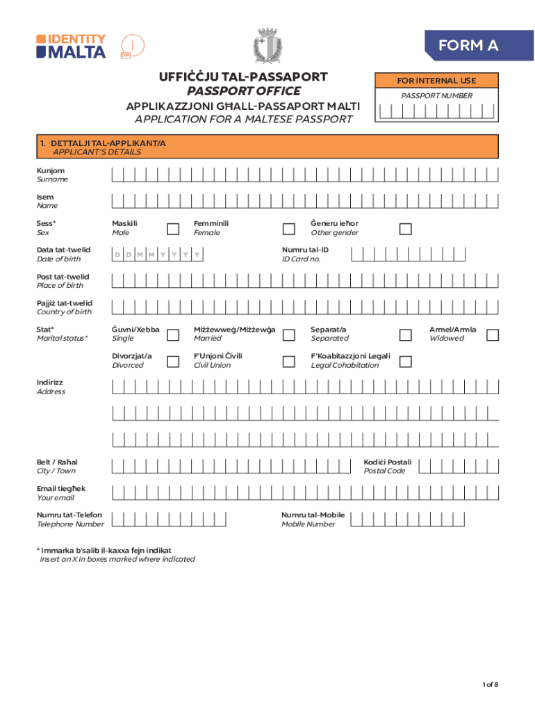 Fillable Online Maltese Passport Applications Missions Websites Fax