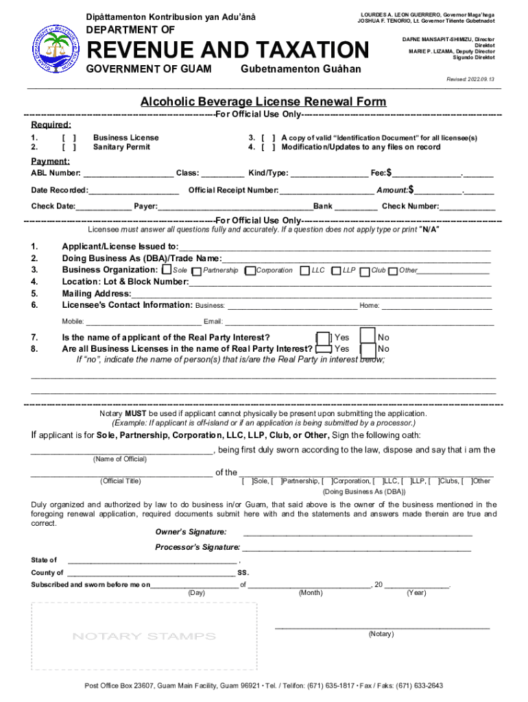Fillable Online Alcoholic Beverage License Renewal Form Fax Email Print