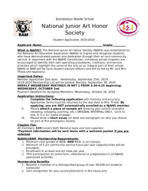 Clubs / National Junior Art Honor Society Doc Template | pdfFiller