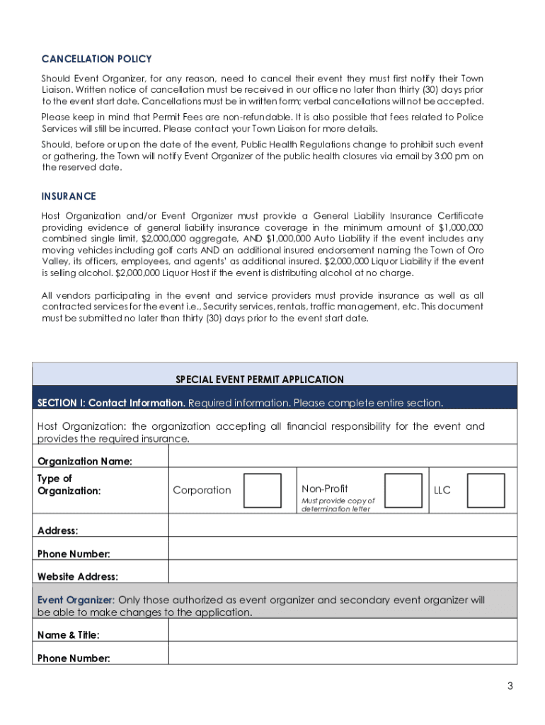Fillable Online Instructions For Submitting A Special Events Permit
