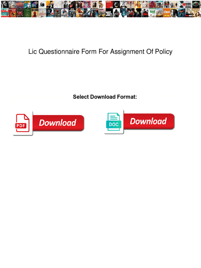 lic assignment questionnaire form 5289