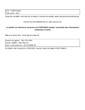 AUTOZONE SZ - Statuts mis jour ...