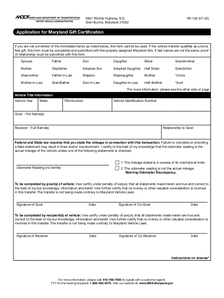 vr 103 form Preview on Page 1