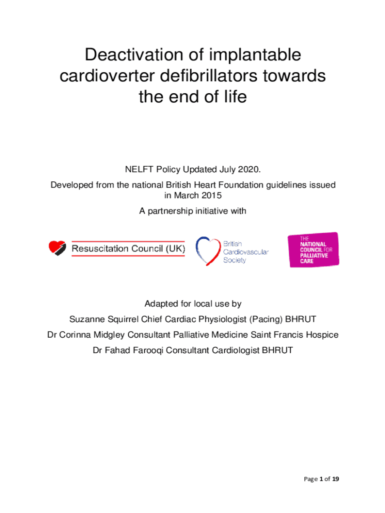 Fillable Online ICD deactivation at the end life Principles and