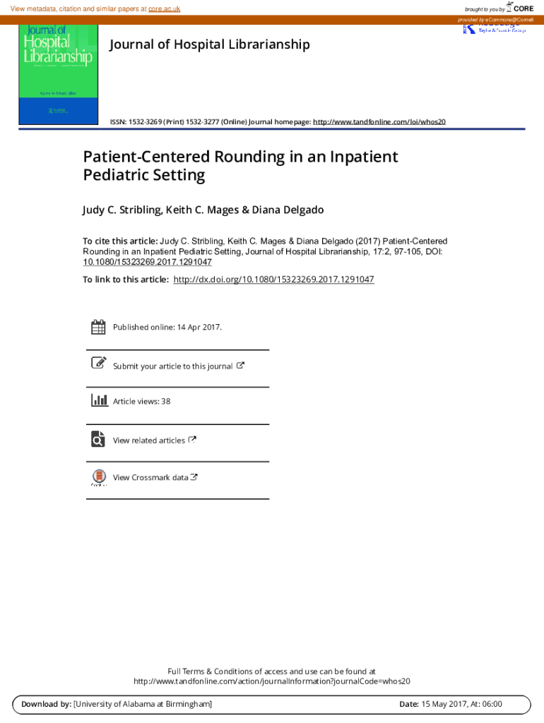 Fillable Online Patient-Centered Rounding in an Inpatient Pediatric ...