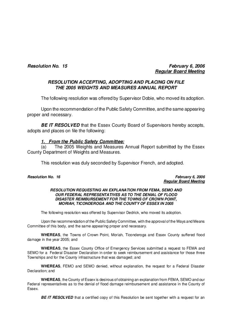 Fillable Online Resolution No. 15 Essex County, New York Fax Email