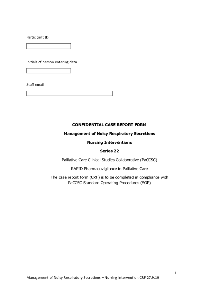 Fillable Online 1 Management of Noisy Respiratory Secretions Fax Email