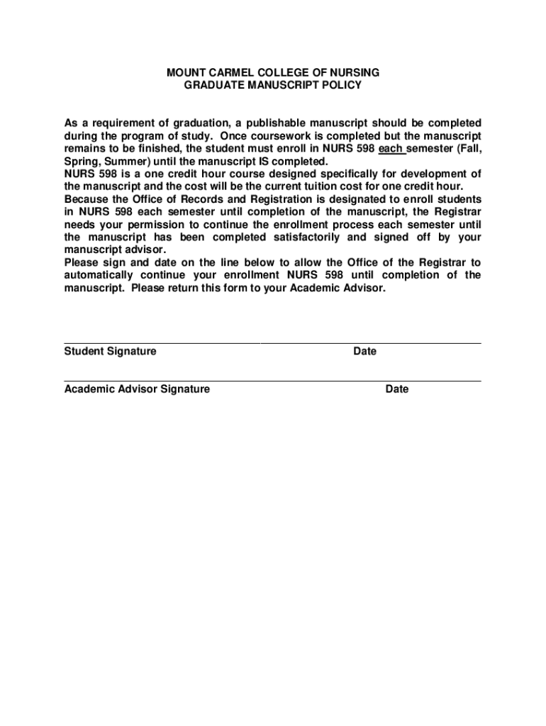 Fillable Online catalog mccn Academic Information Mount Carmel