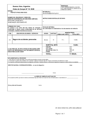 Argentina Purchase Order Template