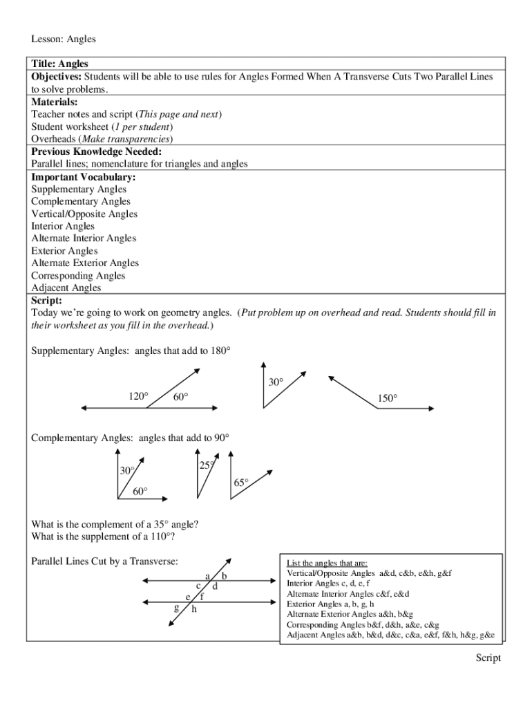 Fillable Online Angles In Parallel Lines GCSE Maths Steps