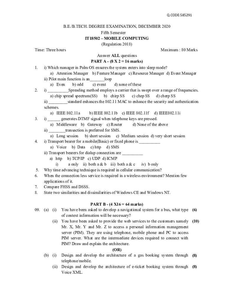 Fillable Online Anna University Question Paper Third Semester (PDF) Fax