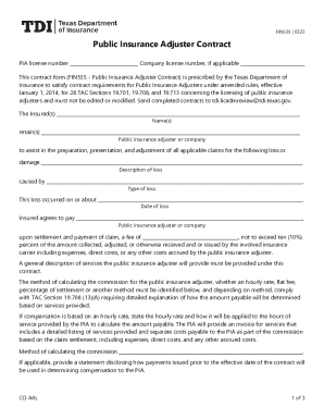 Texas Public Insurance Adjuster Contract