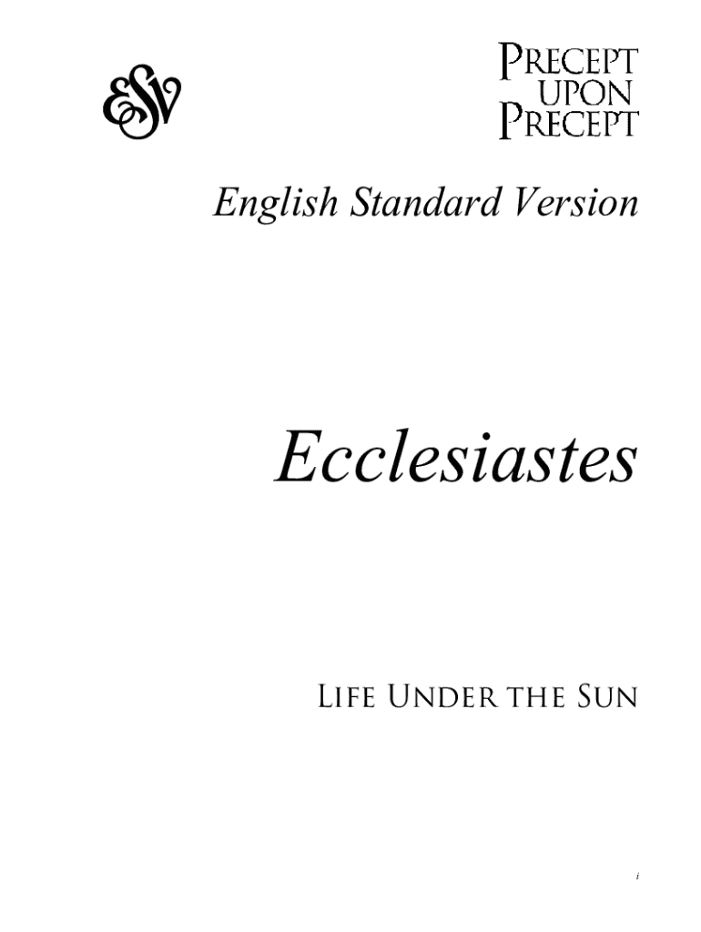 Fillable Online (I&amp;O-31) Ecclesiastes In &amp; Out: Life Under The Sun Fax ...