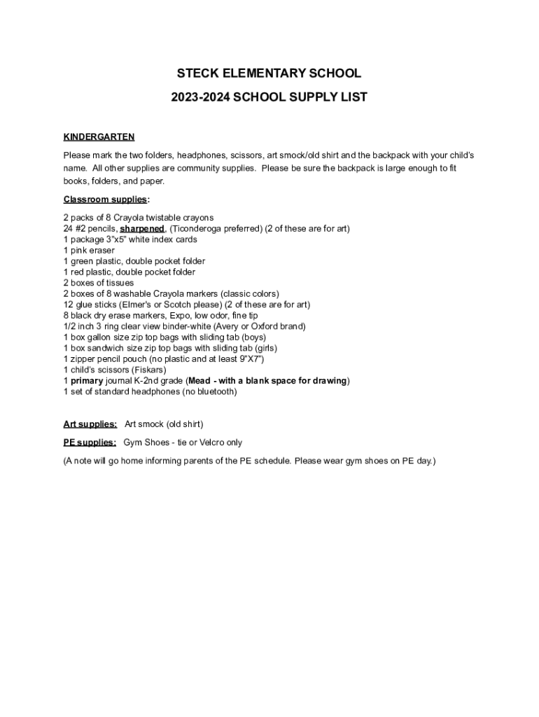 Fillable Online ipsdweb ipsd Oak Hill / School Supply List Fax Email