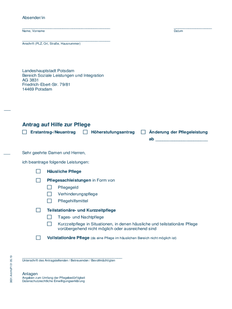 Antrag Auf Zustimmung Zur Kündigung Integrationsamt Muster Ausfüllbar Online Antrag auf Hilfe zur Pflege Fax Email Drucken - pdfFiller