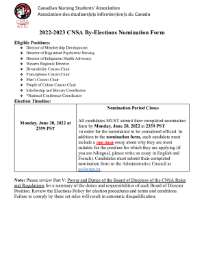 2022-2023 CNSA By-Elections Nomination Form