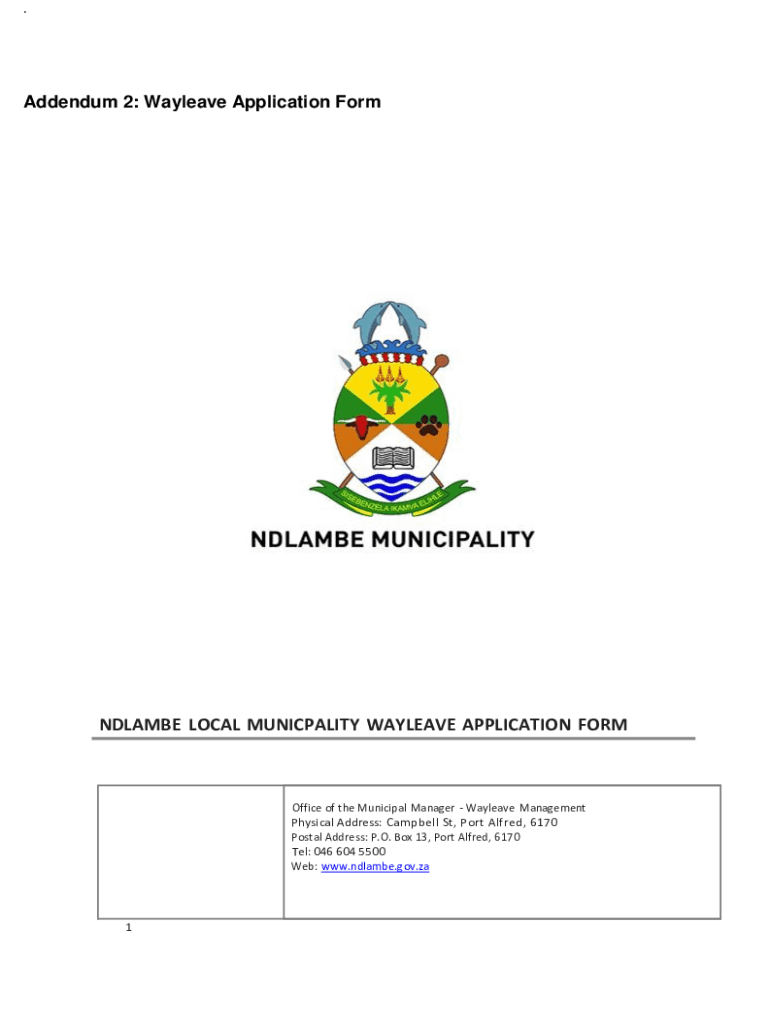 Fillable Online Ndlambe Gov Wayleave Application Form Fax Email Print 