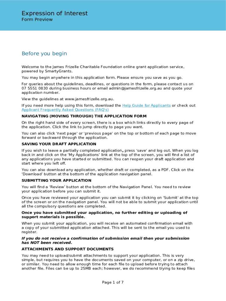 Fillable Online James Frizelle Charitable Foundation SmartyGrants Fax