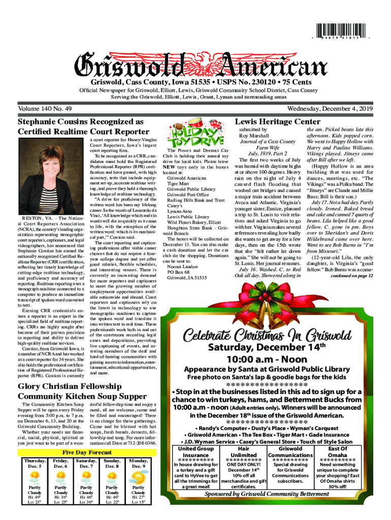 Fillable Online Obituary Archives The Griswold American Newspaper Fax