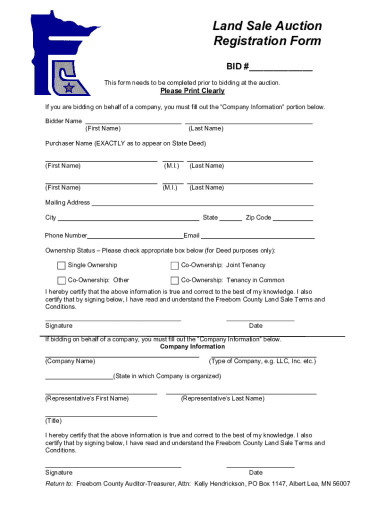 Fillable Online Land Tax Sale PreRegistration Form City of St. Louis
