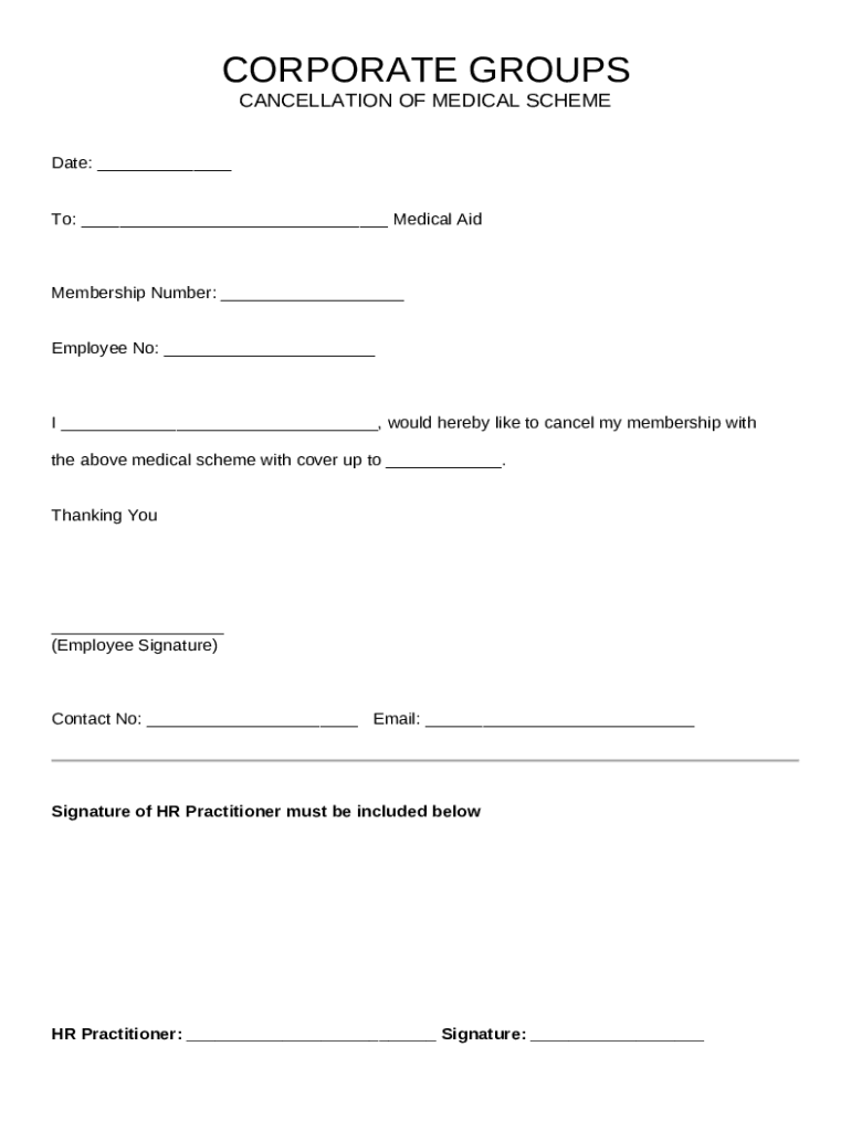 Fillable Online Termination Of Medical Aid Membership Sample Letter Fax Email Print pdfFiller